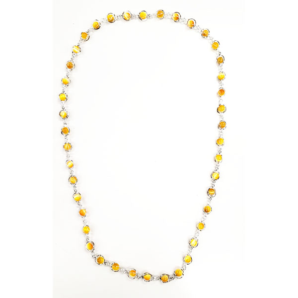 CAT'S EYE DARK YELLOW CAGE NECKLACE 32"